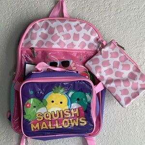 Squishmallows Pink and Purple Kids Backpack Set